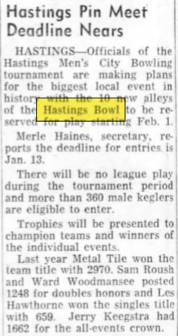 Hastings Bowl - Jan 1958 Article